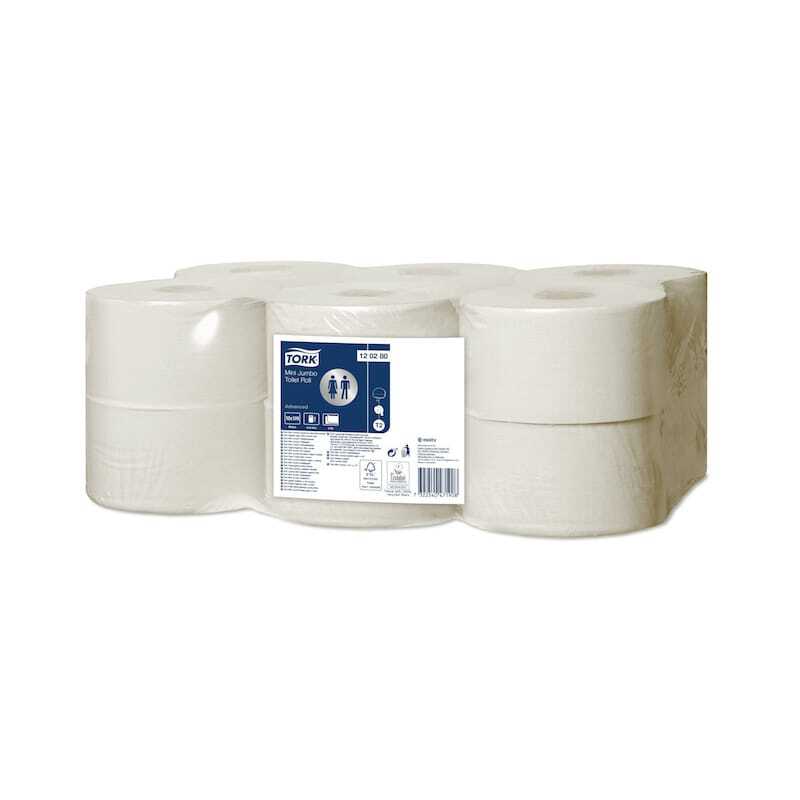 Toilettenpapier Mini Jumbo Advanced Weiß - 12er-Pack von Tork, wirtschaftlich und leistungsstark. Toilettenpapier Mini Jumbo Advanced Weiß - 12er-Pack von Tork, wirtschaftlich und leistungsstark.