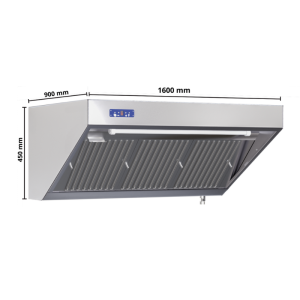 Komplette Snackhaube 900 - Länge 1600 - Motor, LED und Dimmer - Dynasteel