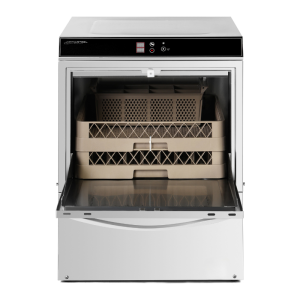 Professioneller Geschirrspüler mit Klarspüler- und Reinigungsmitteldosierer und Ablaufpumpe - 50 x 50 cm - Dynasteel