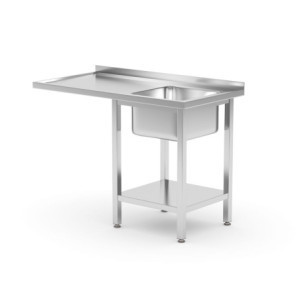 Loading Table for Dishwasher with Right Sink and Shelf - HENDI