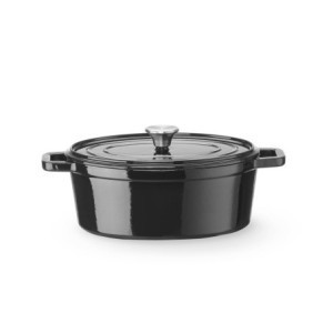 Black Oval Enameled Cast Iron Casserole - 4.4 L - HENDI