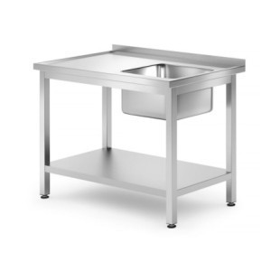 Taucht 1 Becken rechts Profi Line mit Regal - T 700 x B 1000 mm - HENDI