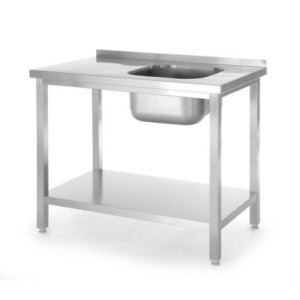Plonge 1 Bac à Droite Kitchen Line avec Étagère - P 600 x L 800 mm - HENDI