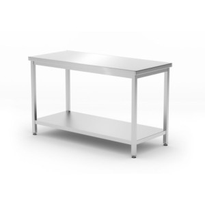 Table de Travail Centrale Kitchen Line avec Étagère - P 600 x L 1200 mm - HENDI