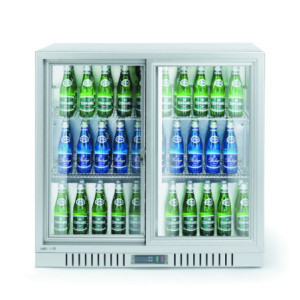 Arrière-Bar Blanc - Doubles Portes Coulissantes - 150 L - HENDI