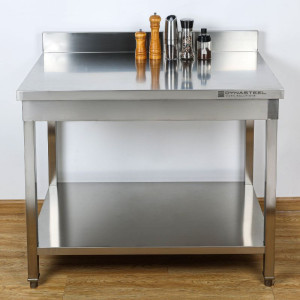 Edelstahltisch 1400x700 mm Rückwand und Unterregal