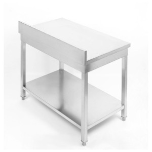Edelstahltisch 1400x700 mm Rückwand und Unterregal