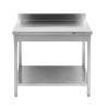 Edelstahltisch 1400x700 mm Rückwand und Unterregal
