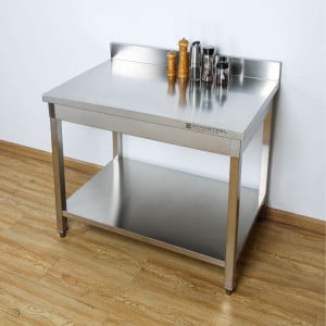 Dynasteel Stainless Steel Table with Backsplash and Shelf - Robust and functional