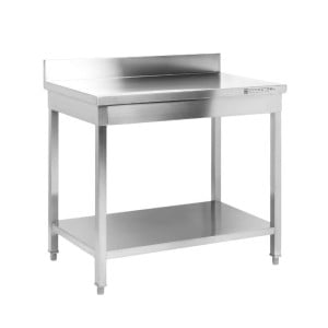 Edelstahltisch mit Rückwand und Regal - Dynasteel - Essentiel Restauration