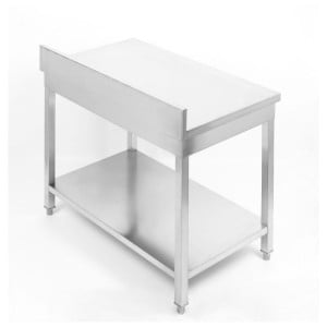 Edelstahltisch mit Rückwand und Regal - Dynasteel - Essentiel Restauration