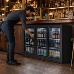 Rückkühlschrank 320 L 3 Schiebetüren aus Glas