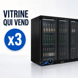 Arrière-Bar Réfrigéré 328 L 3 Portes Vitrées Noir
