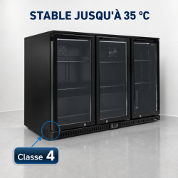 Rückkühlschrank 328 L 3 Glastüren Schwarz