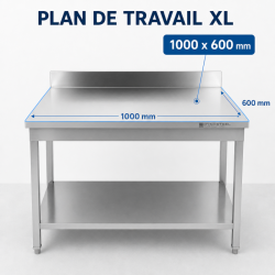 Edelstahltisch 1000x600 mm Rückwand und Unterregal