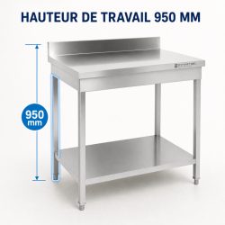 Edelstahltisch 800x700 mm Rückwand und Unterregal