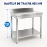 Edelstahltisch 800x700 mm Rückwand und Unterregal