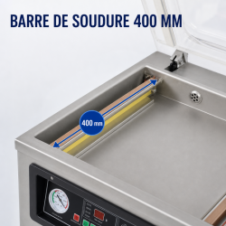 Vakuumverpackungsmaschine mit Glocke 900 W - Schweißnaht 400 mm Edelstahl