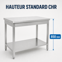 Edelstahltisch 1600 x 600 mm mit Unterregal — AISI 201