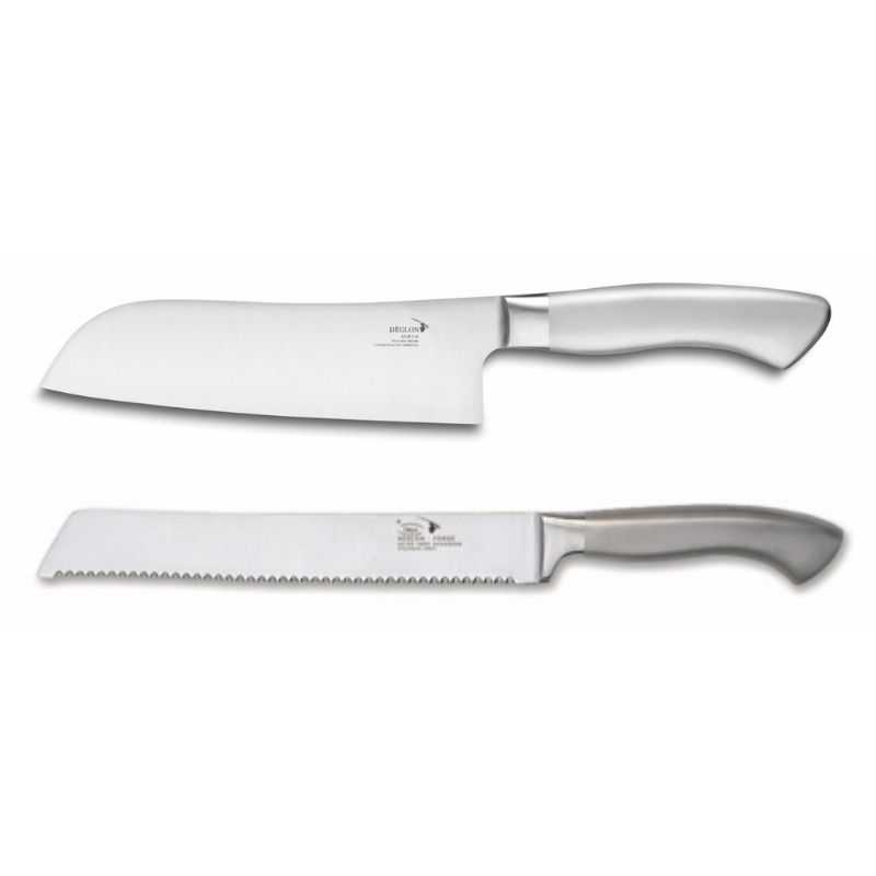 Set aus Santoku- und Brotmessern von Deglon. Set aus Santoku- und Brotmessern von Deglon.