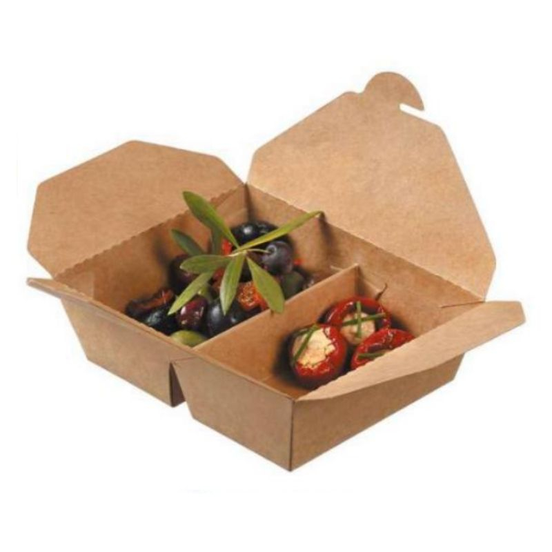 Mittagessenbox mit 2 Fächern aus Karton - 700 + 450 ml - Packung mit 50 Mittagessenbox mit 2 Fächern aus Karton - 700 + 450 ml - Packung mit 50