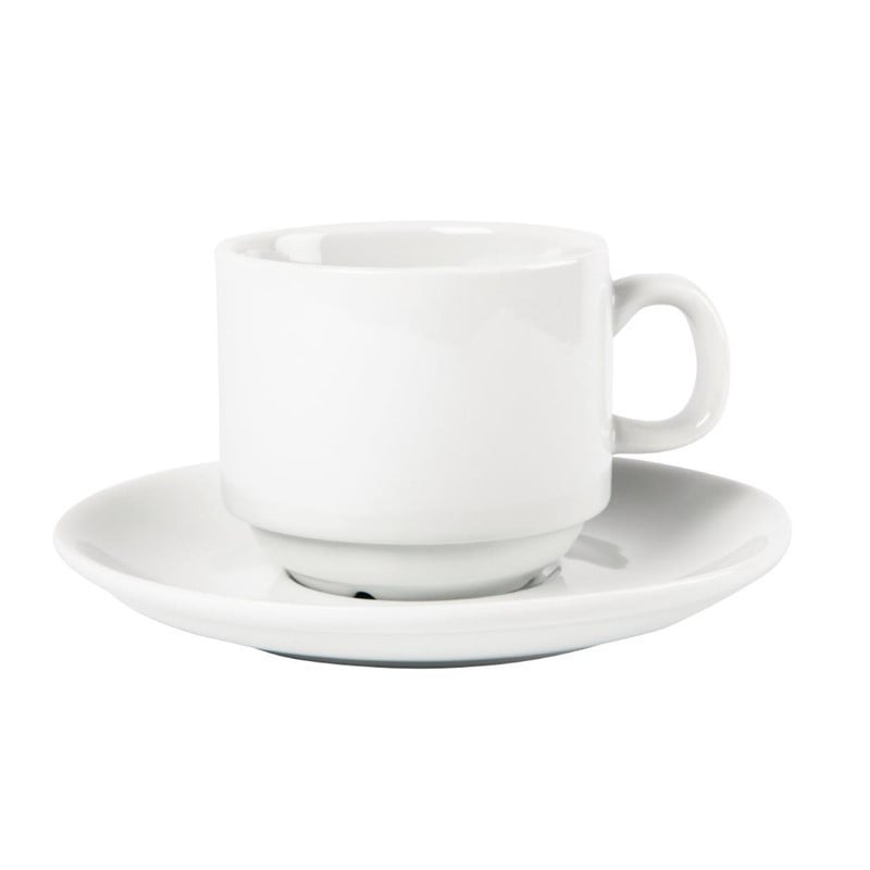 Stackable White Tea Cup Whiteware 200 ml Ø 80 mm - Set of 12 - Olympia - Fourniresto Stackable White Tea Cup Whiteware 200 ml Ø 80 mm - Set of 12 - Olympia - Fourniresto