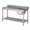 Stainless Steel Dishwasher Inlet Table With Right Sink, Backsplash, and Lower Shelf - W 1400 x D 700mm - Gastro M