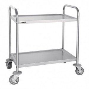 Small Stainless Steel Clearing Trolley - 2 Levels - L 710 x D 405mm - Vogue