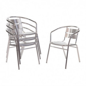 Stapelbare Aluminiumstühle - 4er-Set - Bolero - Fourniresto