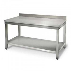 Table Inox avec Etagère et Dosseret - P 600 mm - L 1800 mm