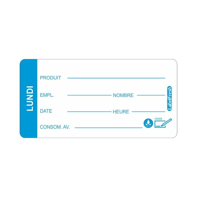 Etiquette de Traçabilité LabelFresh Soluble Pro - Lundi - 60 x 30 mm - Lot de 250 - LabelFresh Etiquette de Traçabilité LabelFresh Soluble Pro - Lundi - 60 x 30 mm - Lot de 250 - LabelFresh