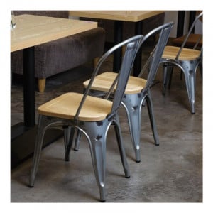 Stühle aus Stahl mit Holzsitz - 4er-Set - Bolero