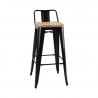 Hohe Hocker mit Rückenlehne und Sitz aus Holz – Schwarz - 4er-Set - Bolero