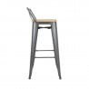 Hohe Hocker mit Rückenlehne und Sitz aus Holz - Metallisches Grau - 4er-Set - Bolero