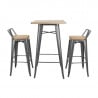 Hohe Hocker mit Rückenlehne und Sitz aus Holz - Metallisches Grau - 4er-Set - Bolero