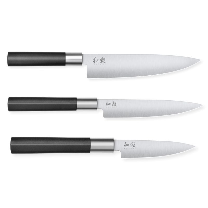 Set of 3 Wasabi Black Knives - Professional cutting Kai Wasabi Black Knives - Japanese precision Set of 3 Wasabi Black Knives - Professional cutting Kai Wasabi Black Knives - Japanese precision