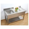 Sink 1 Basin with Backsplash and Shelf - L 1200 x D 700 mm | Dynasteel