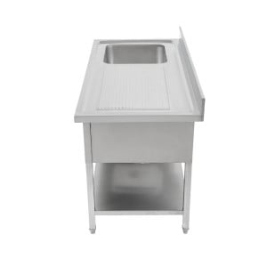 Sink 1 Basin with Backsplash and Shelf - L 1200 x D 700 mm | Dynasteel