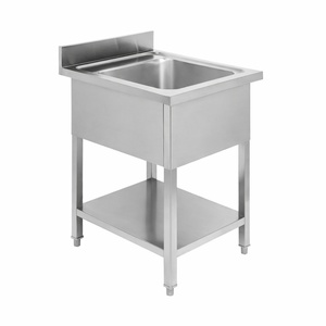 Spülbecken 1 Becken mit Rückwand und Regal - L 600 x T 600 mm - Dynasteel