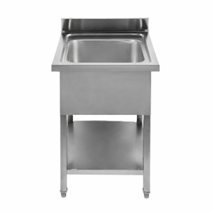 Spülbecken 1 Becken mit Rückwand und Regal - L 600 x T 600 mm - Dynasteel