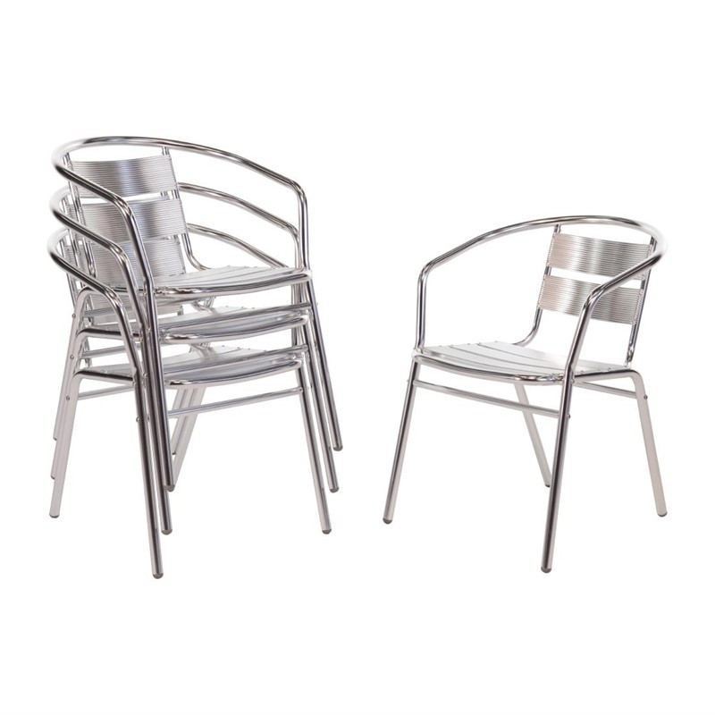 Stackable Aluminum Chairs - Set of 4 - Refurbished Stackable Aluminum Chairs - Set of 4 - Refurbished