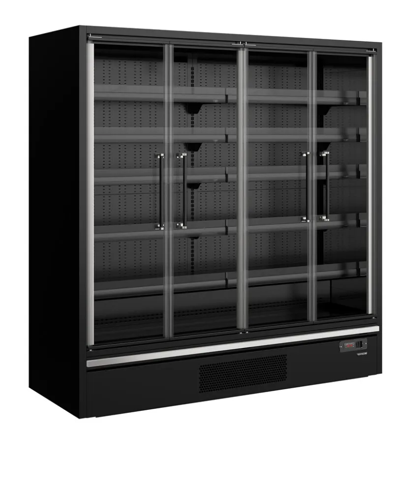 Vitrine Réfrigérée de Supermarché Noir - 4 Portes Vitrées - 943 L