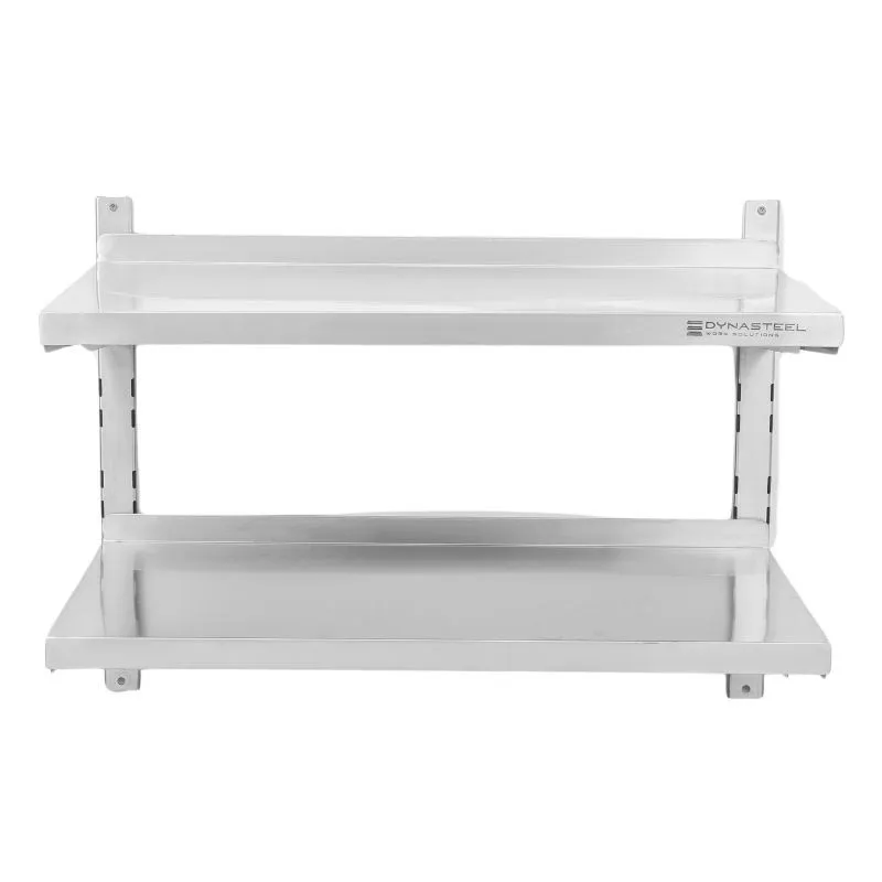 Etagère Murale en Inox sur Crémaillères 2 Niveaux  - L 800 x P 400 mm
