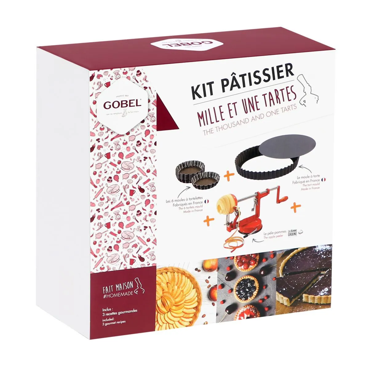 Kit 1001 Torten: 1 Tortenform, 6 Törtchen und 1 Apfelschäler