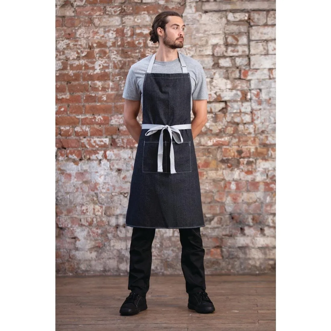 Tablier Bavette Denim Noir Southside en Polycoton - 700 x1000 mm