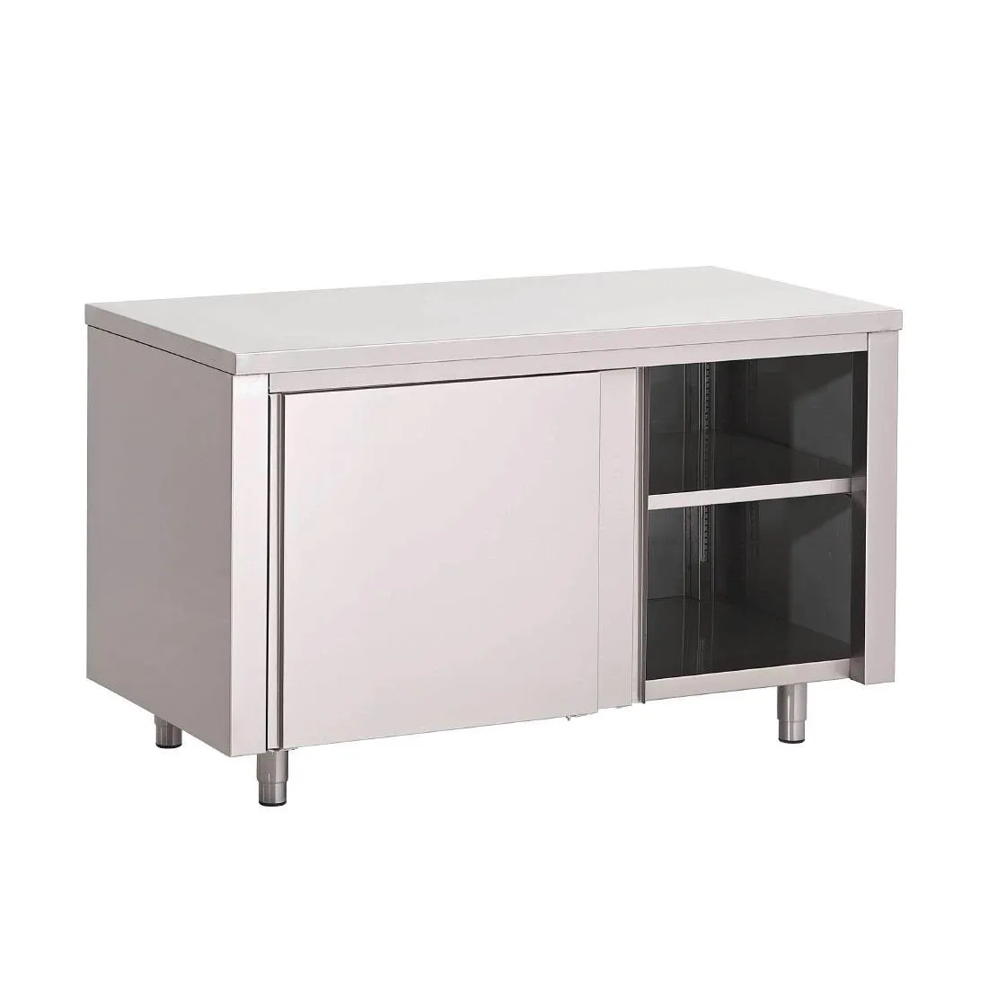 Meuble en Inox Avec Portes Coulissantes - L 1400 x P 700 mm