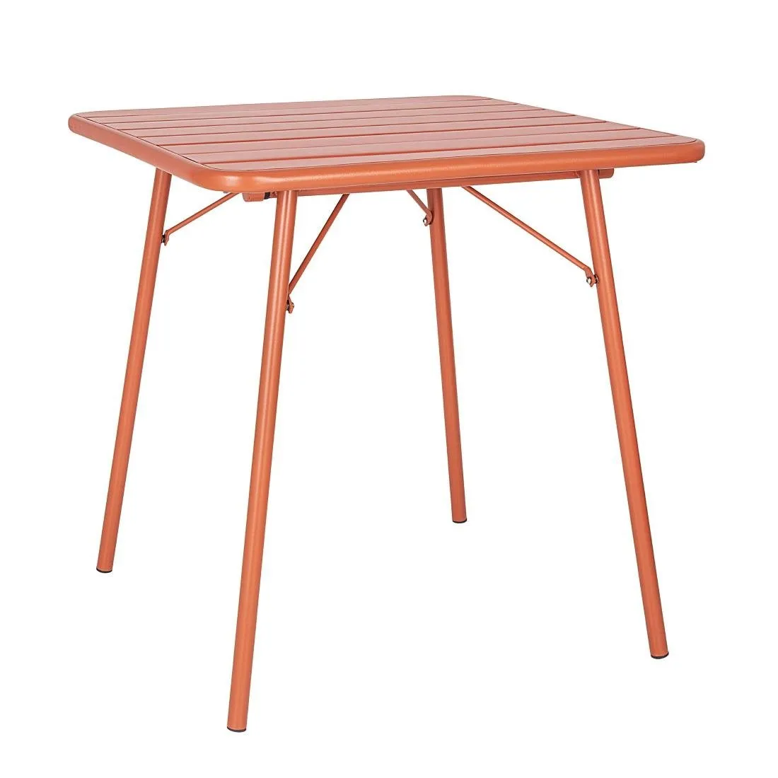 Table Carrée à Lattes en Acier - Terracotta