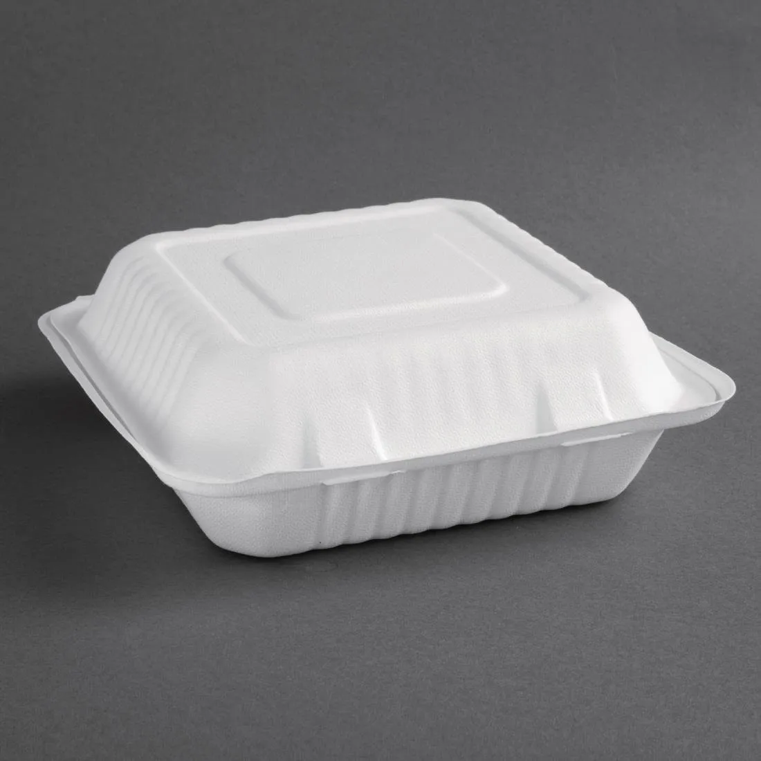 Boîtes avec Couvercle à Charnière Compostables Bagasse 236 mm - Lot de 200