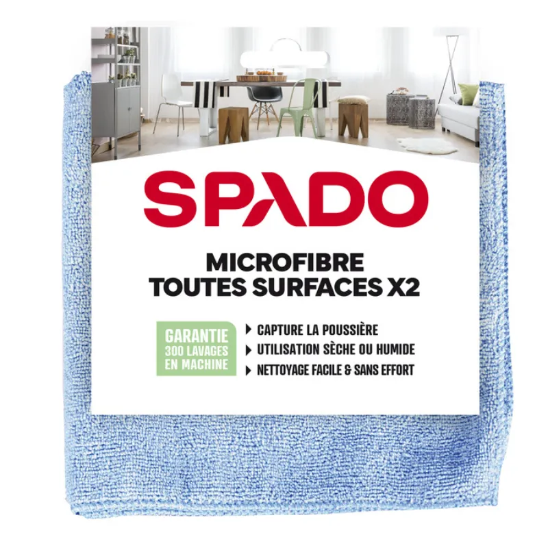 Microfibre Toutes Surfaces - 380 x 380 mm - Lot de 2