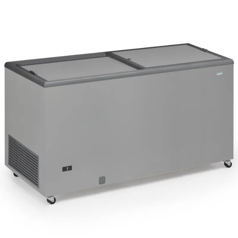 Professionelle Gefriertruhe Edelstahloptik und undurchsichtiger Deckel - 500 L